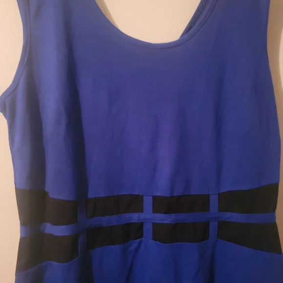 Plus Size Ashley Stewart Blue & Black Midi Dress Size 20. Very comfortable. - Picture 5 of 11